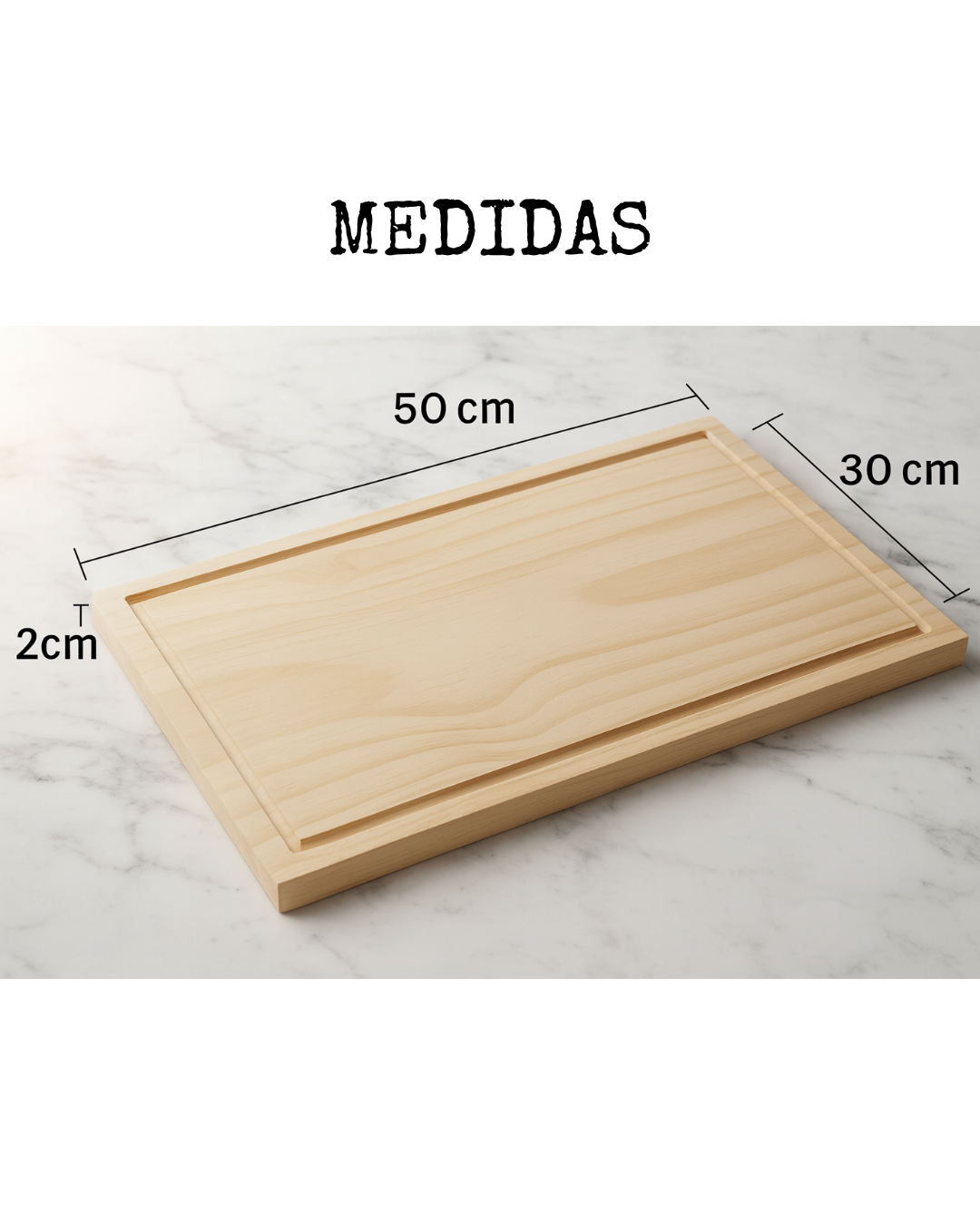 Tabla de Picar Grande de Madera Pino Nacional Personalizada